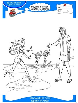 Çocuklar İçin Barbie Deniz Kızı Boyama Sayfaları 